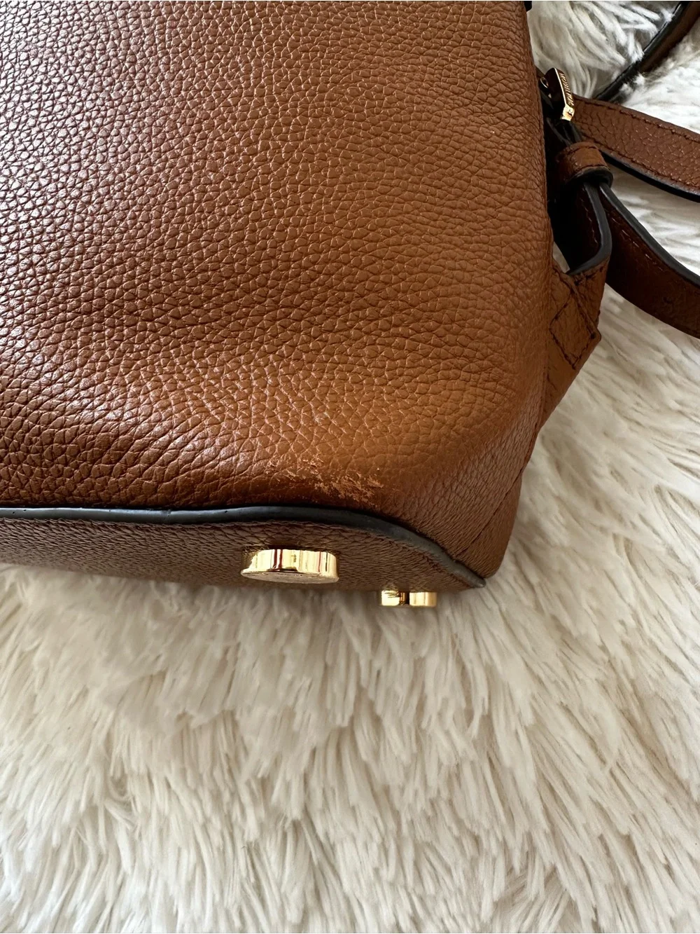 Michael Kors Adele Brown Pebbled Leather Backpack Gold Hardware - Picture 9 of 16